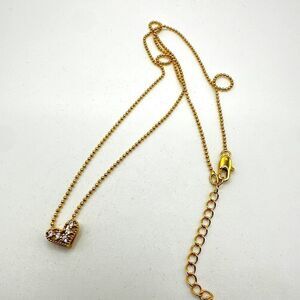 NIB Omboo Dainty Gold tone metal heart with cz accents pendant, necklace!